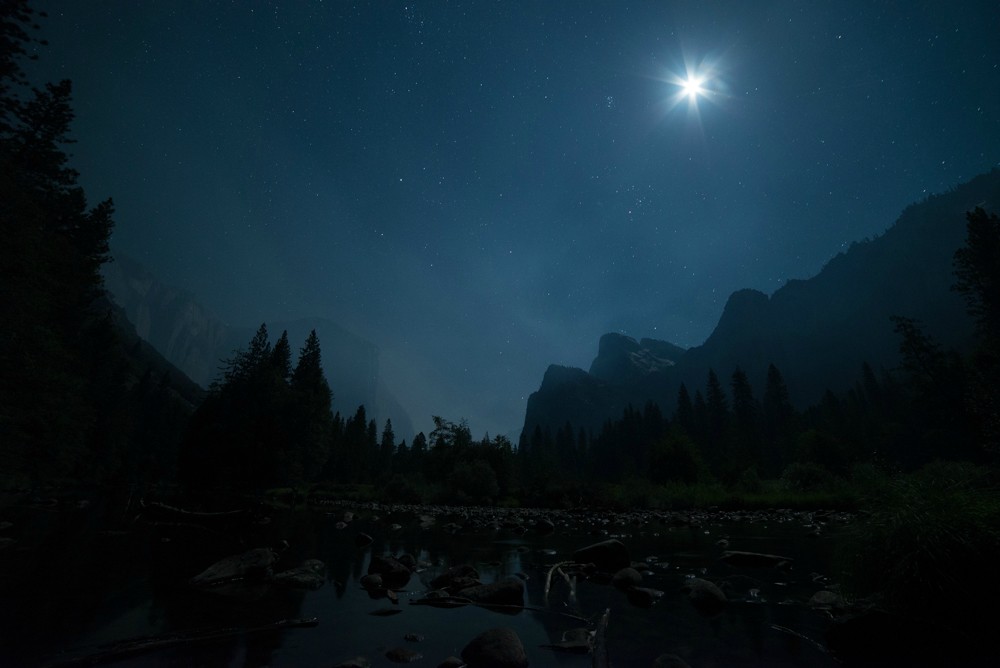  " gates of the valley or valley view "  yosemite in moonlight, 17th august 2014 RAW 